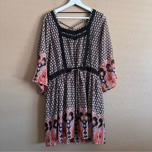 Miss Me Black and Red Casual Mini Dress with Dolman Sleeves Size Medium